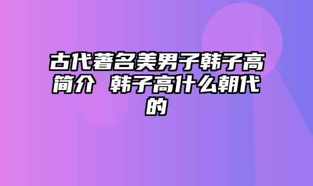古代著名美男子韩子高简介 韩子高什么朝代的