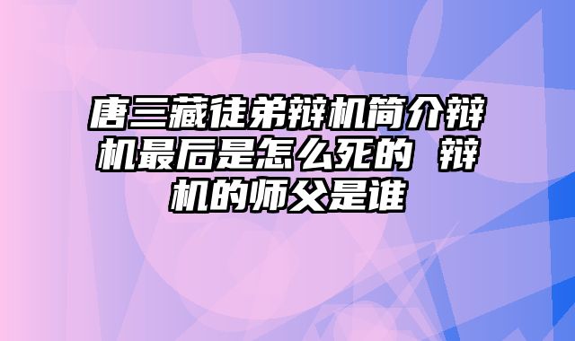 唐三藏徒弟辩机简介辩机最后是怎么死的 辩机的师父是谁