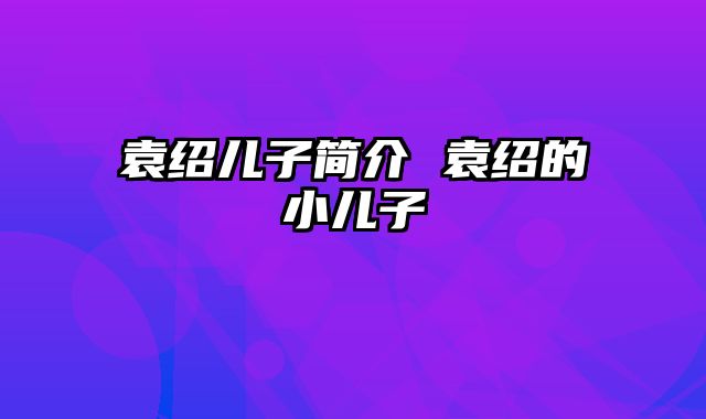 袁绍儿子简介 袁绍的小儿子