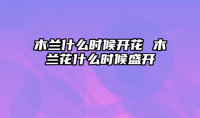 木兰什么时候开花 木兰花什么时候盛开