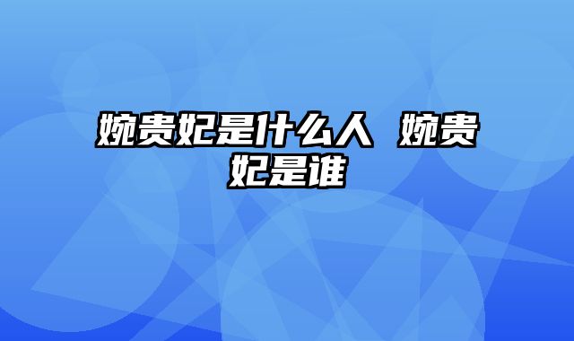 婉贵妃是什么人 婉贵妃是谁
