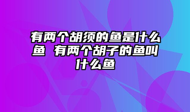 有两个胡须的鱼是什么鱼 有两个胡子的鱼叫什么鱼