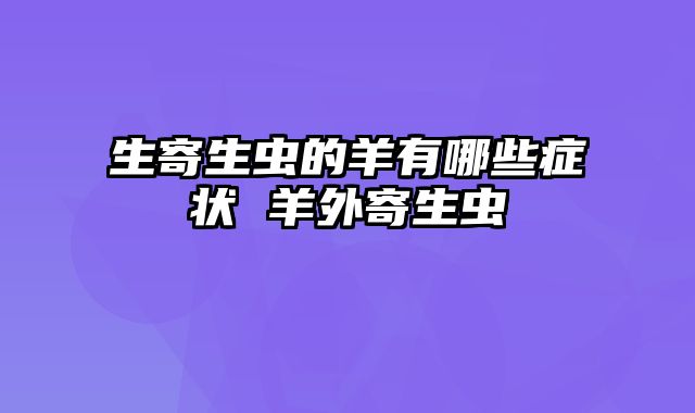 生寄生虫的羊有哪些症状 羊外寄生虫