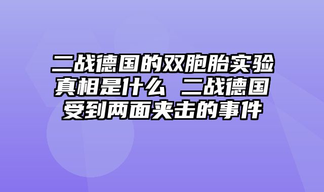 二战德国的双胞胎实验真相是什么 二战德国受到两面夹击的事件