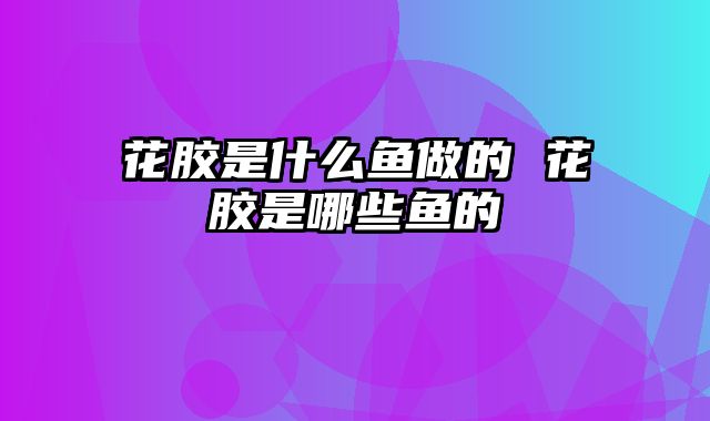 花胶是什么鱼做的 花胶是哪些鱼的