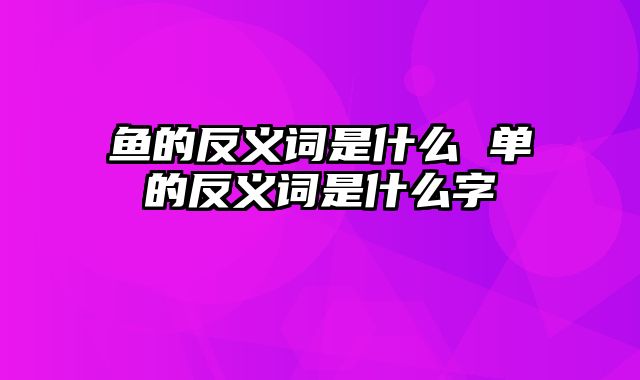 鱼的反义词是什么 单的反义词是什么字