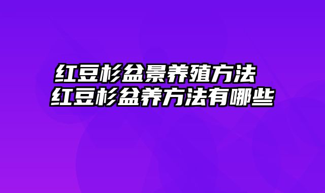 红豆杉盆景养殖方法 红豆杉盆养方法有哪些