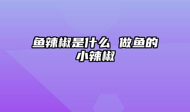 鱼辣椒是什么 做鱼的小辣椒