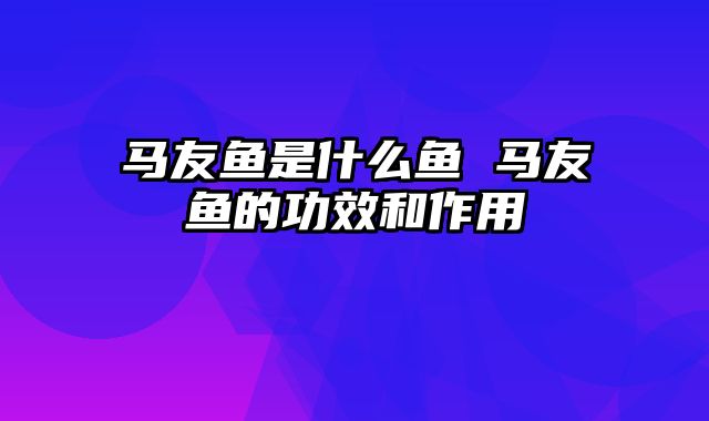 马友鱼是什么鱼 马友鱼的功效和作用