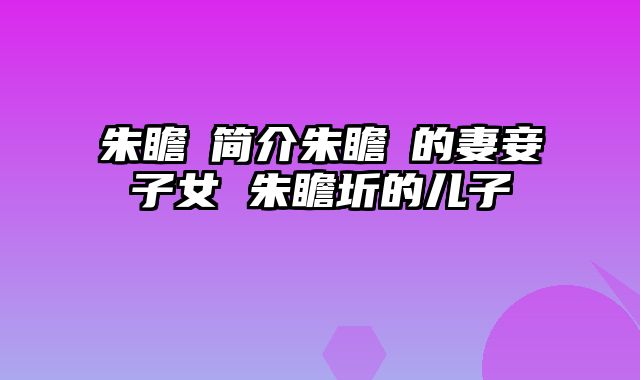 朱瞻垍简介朱瞻垍的妻妾子女 朱瞻圻的儿子