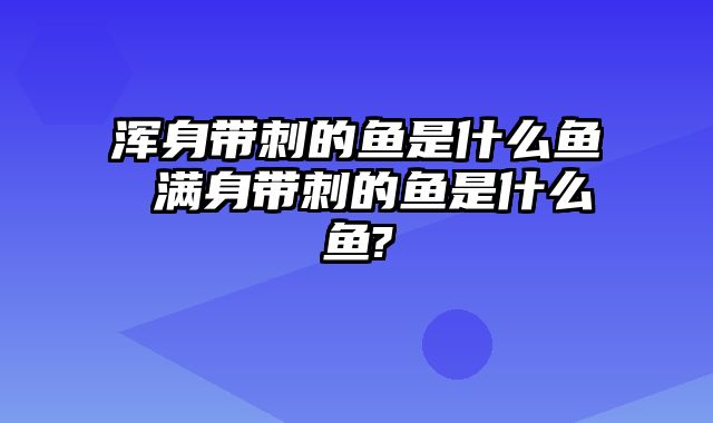 浑身带刺的鱼是什么鱼 满身带刺的鱼是什么鱼?