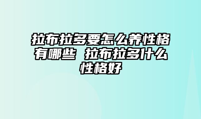 拉布拉多要怎么养性格有哪些 拉布拉多什么性格好