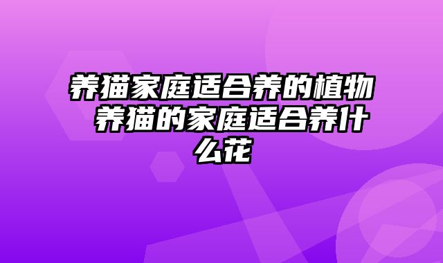 养猫家庭适合养的植物 养猫的家庭适合养什么花