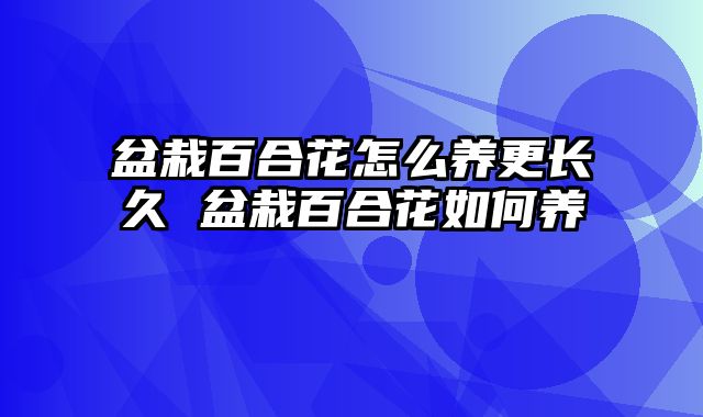 盆栽百合花怎么养更长久 盆栽百合花如何养