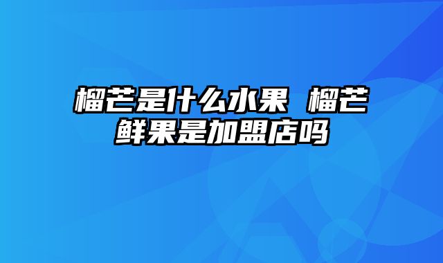 榴芒是什么水果 榴芒鲜果是加盟店吗