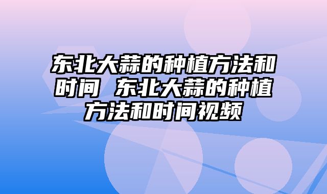 东北大蒜的种植方法和时间 东北大蒜的种植方法和时间视频