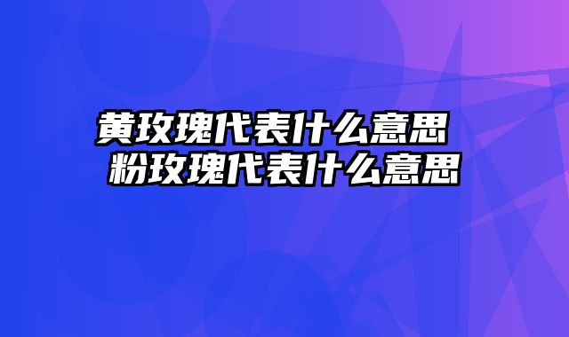 黄玫瑰代表什么意思 粉玫瑰代表什么意思