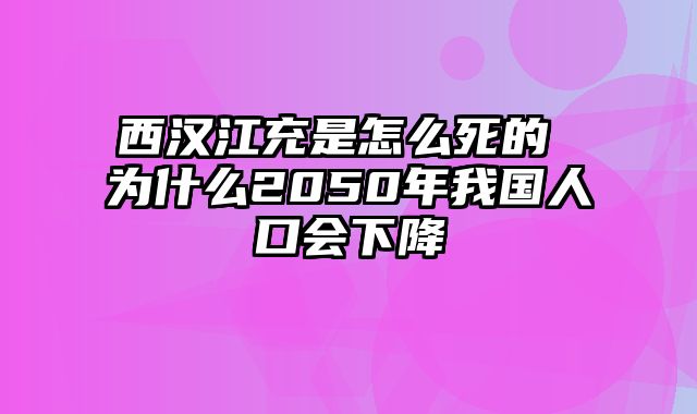 西汉江充是怎么死的 为什么2050年我国人口会下降