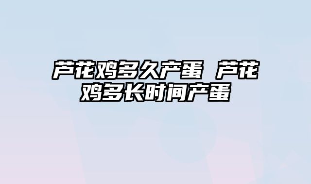 芦花鸡多久产蛋 芦花鸡多长时间产蛋