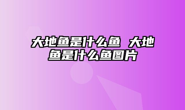 大地鱼是什么鱼 大地鱼是什么鱼图片