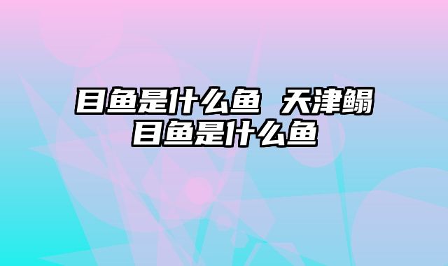 目鱼是什么鱼 天津鳎目鱼是什么鱼