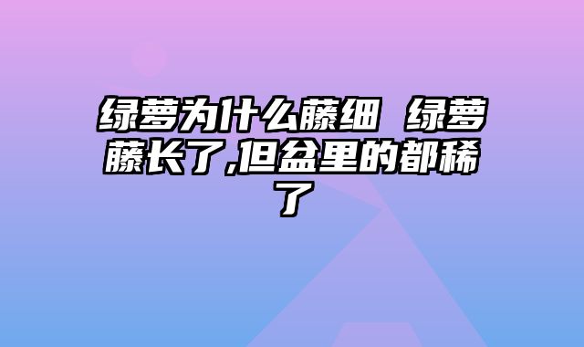 绿萝为什么藤细 绿萝藤长了,但盆里的都稀了