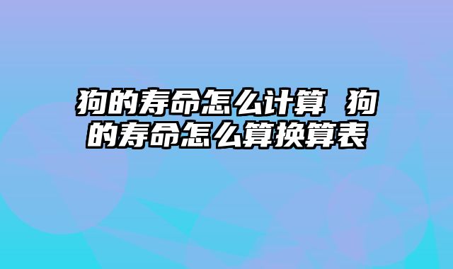 狗的寿命怎么计算 狗的寿命怎么算换算表