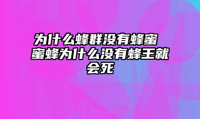 为什么蜂群没有蜂蜜 蜜蜂为什么没有蜂王就会死