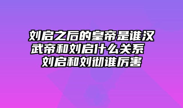 刘启之后的皇帝是谁汉武帝和刘启什么关系 刘启和刘彻谁厉害