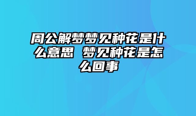 周公解梦梦见种花是什么意思 梦见种花是怎么回事