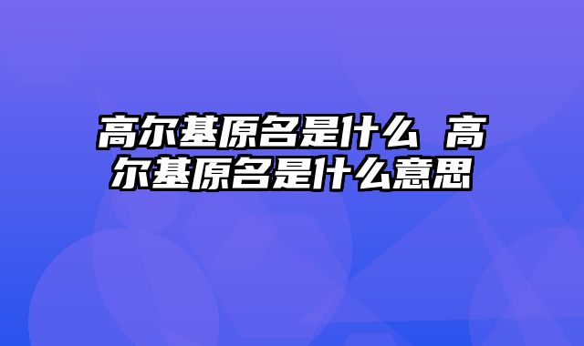 高尔基原名是什么 高尔基原名是什么意思