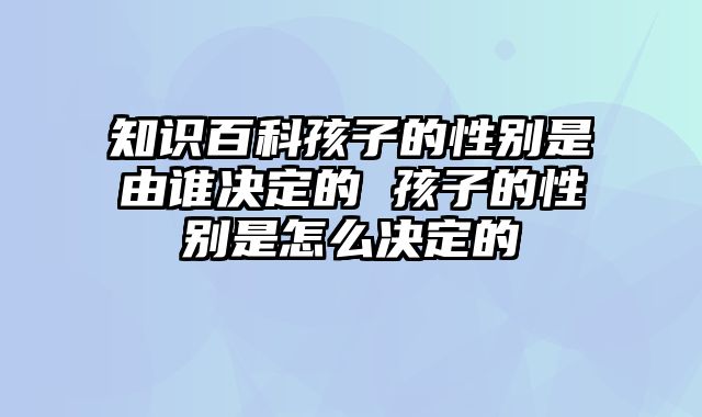 知识百科孩子的性别是由谁决定的 孩子的性别是怎么决定的