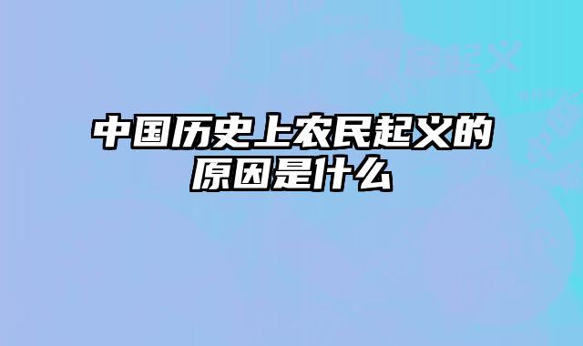 中国历史上农民起义的原因是什么