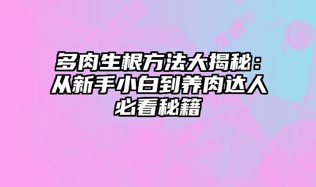 多肉生根方法大揭秘:从新手小白到养肉达人必看秘籍