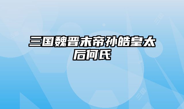 三国魏晋末帝孙皓皇太后何氏