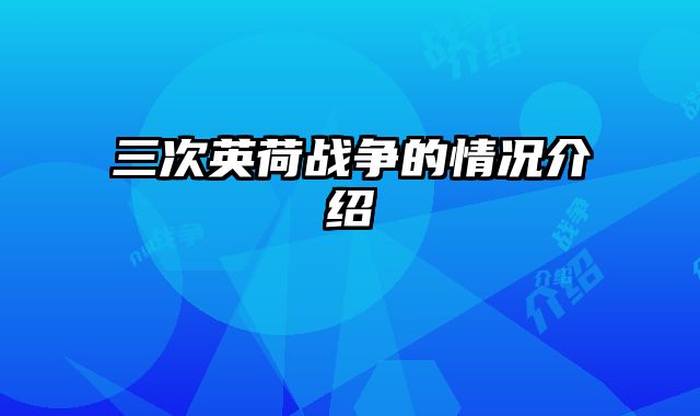 三次英荷战争的情况介绍