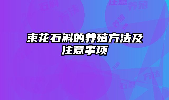 束花石斛的养殖方法及注意事项