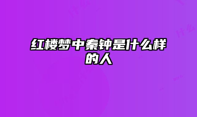 红楼梦中秦钟是什么样的人