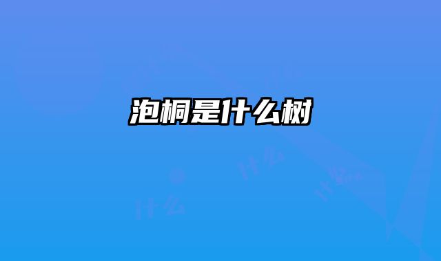 泡桐是什么树