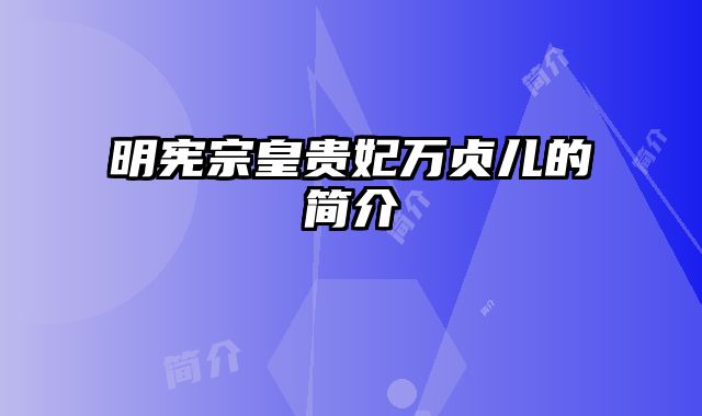 明宪宗皇贵妃万贞儿的简介