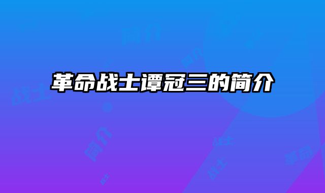 革命战士谭冠三的简介