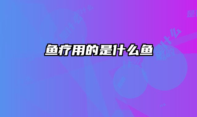 鱼疗用的是什么鱼
