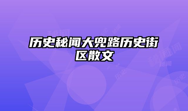 历史秘闻大兜路历史街区散文