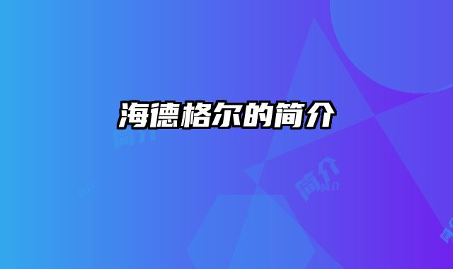 海德格尔的简介