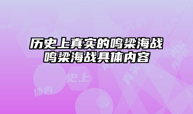 历史上真实的鸣梁海战鸣梁海战具体内容