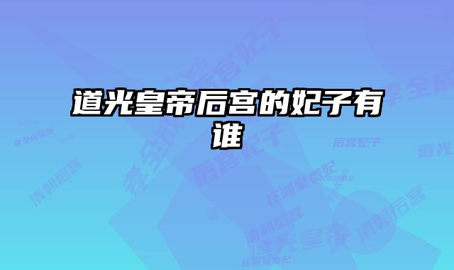 道光皇帝后宫的妃子有谁