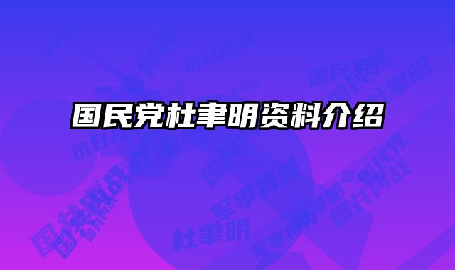 国民党杜聿明资料介绍