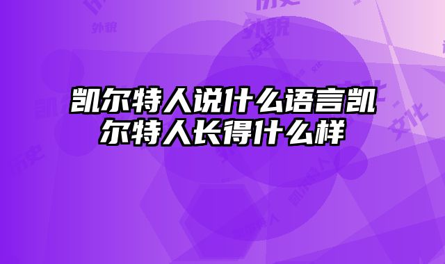 凯尔特人说什么语言凯尔特人长得什么样