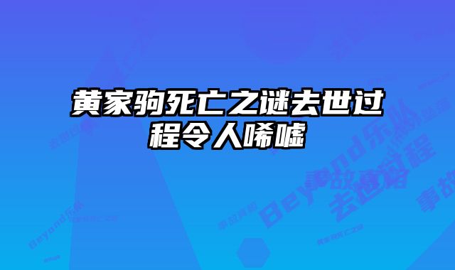黄家驹死亡之谜去世过程令人唏嘘