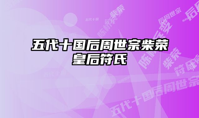 五代十国后周世宗柴荣皇后符氏